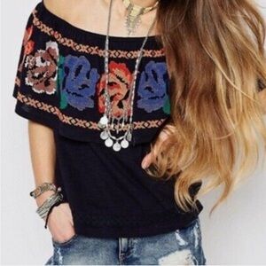 Free People Cross Stitch Floral Top